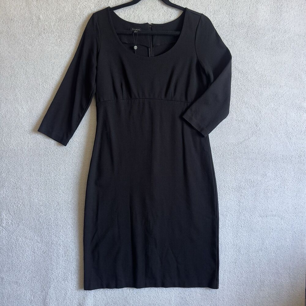 Talbots LBD Womens Empire Waist Sz 6 Classic Little Black Dress Back Zip Preppy
